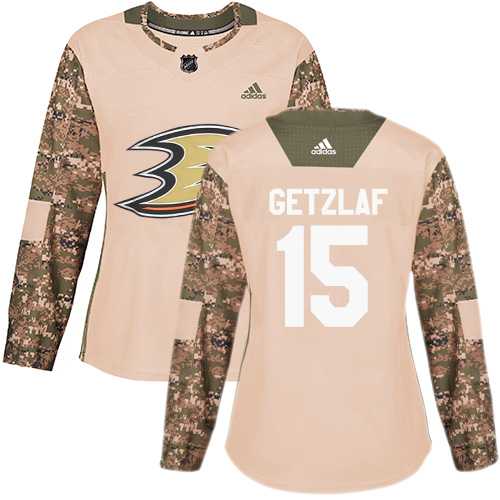 Women's Adidas Anaheim Ducks #15 Ryan Getzlaf Camo Authentic 2017 Veterans Day Stitched NHL Jersey