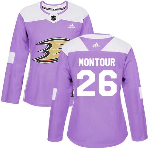 Women's Adidas Anaheim Ducks #26 Brandon Montour Purple Authentic Fights Cancer Stitched NHL Jersey