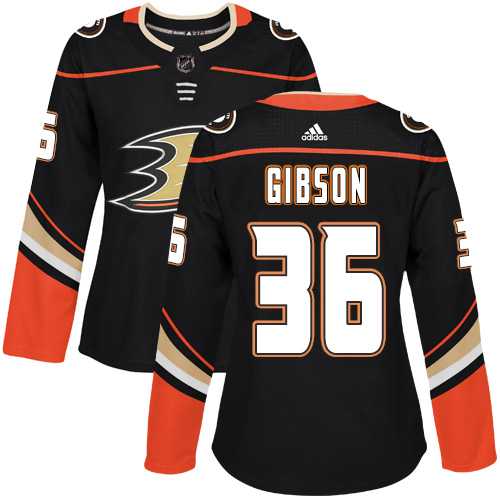 Women's Adidas Anaheim Ducks #36 John Gibson Black Home Authentic Stitched NHL