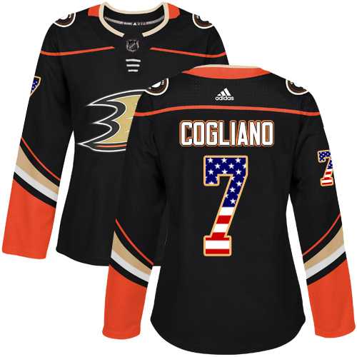 Women's Adidas Anaheim Ducks #7 Andrew Cogliano Black Home Authentic USA Flag Stitched NHL Jersey