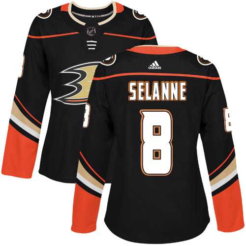 Women's Adidas Anaheim Ducks #8 Teemu Selanne Black Home Authentic Stitched NHL Jersey