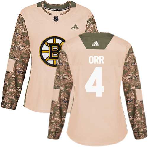 Women's Adidas Boston Bruins #4 Bobby Orr Camo Authentic 2017 Veterans Day Stitched NHL Jersey
