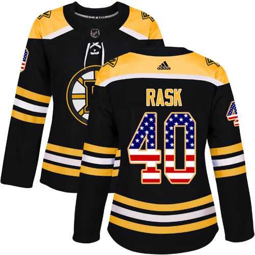 Women's Adidas Boston Bruins #40 Tuukka Rask Black Home Authentic USA Flag Stitched NHL Jersey