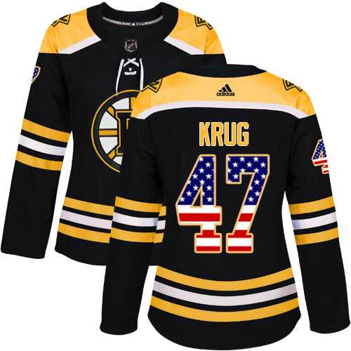 Women's Adidas Boston Bruins #47 Torey Krug Black Home Authentic USA Flag Stitched NHL Jersey