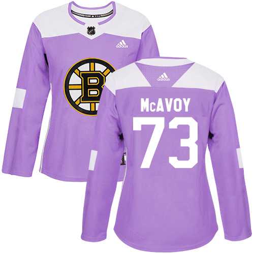 Women's Adidas Boston Bruins #73 Charlie McAvoy Purple Authentic Fights Cancer Stitched NHL