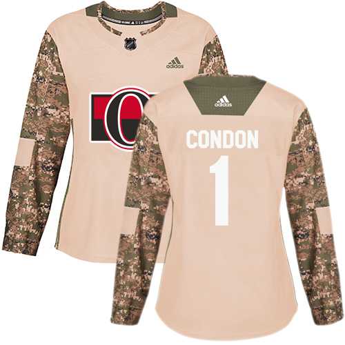 Women's Adidas Buffalo Sabres #1 Mike Condon Camo Authentic 2017 Veterans Day Stitched NHL Jersey