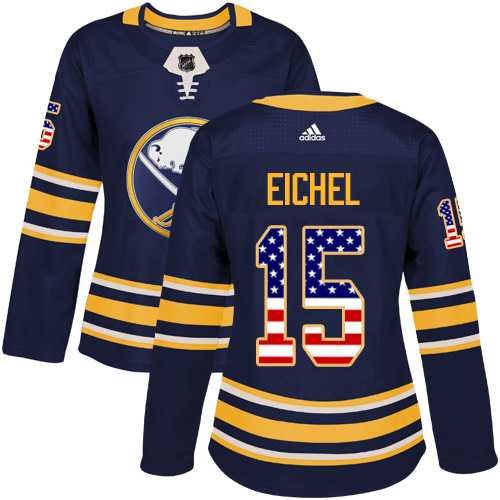 Women's Adidas Buffalo Sabres #15 Jack Eichel Navy Blue Home Authentic USA Flag Stitched NHL Jersey