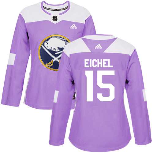 Women's Adidas Buffalo Sabres #15 Jack Eichel Purple Authentic Fights Cancer Stitched NHL