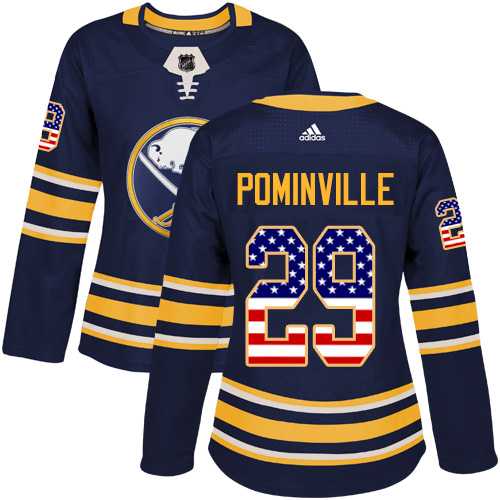 Women's Adidas Buffalo Sabres #29 Jason Pominville Navy Blue Home Authentic USA Flag Stitched NHL Jersey
