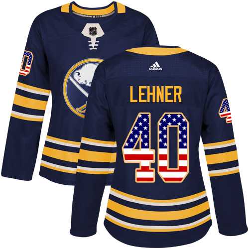 Women's Adidas Buffalo Sabres #40 Robin Lehner Navy Blue Home Authentic USA Flag Stitched NHL Jersey
