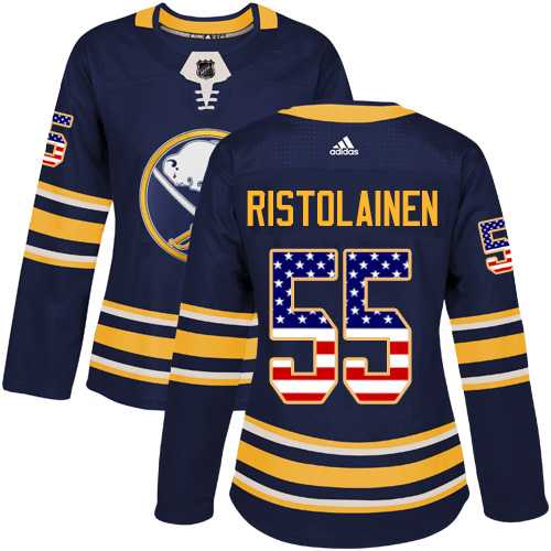 Women's Adidas Buffalo Sabres #55 Rasmus Ristolainen Navy Blue Home Authentic USA Flag Stitched NHL Jersey