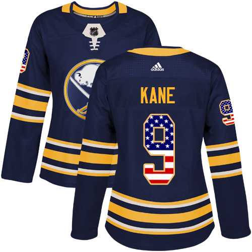 Women's Adidas Buffalo Sabres #9 Evander Kane Navy Blue Home Authentic USA Flag Stitched NHL Jersey