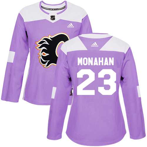Women's Adidas Calgary Flames #23 Sean Monahan Purple Authentic Fights Cancer Stitched NHL Jersey