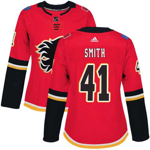 Women's Adidas Calgary Flames #41 Mike Smith Red Home Authentic Stitched NHL Jersey