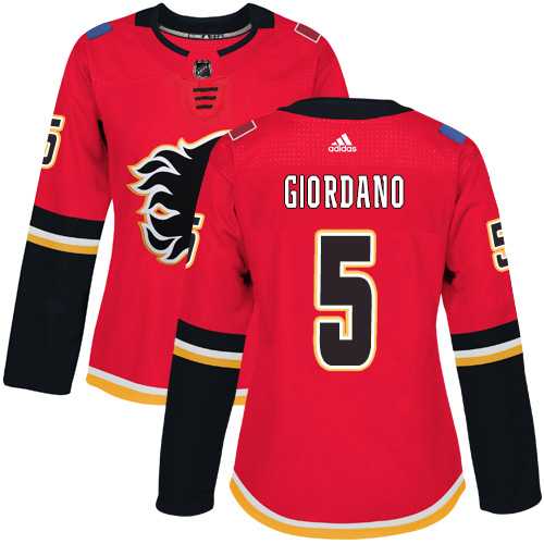 Women's Adidas Calgary Flames #5 Mark Giordano Red Home Authentic Stitched NHL Jersey