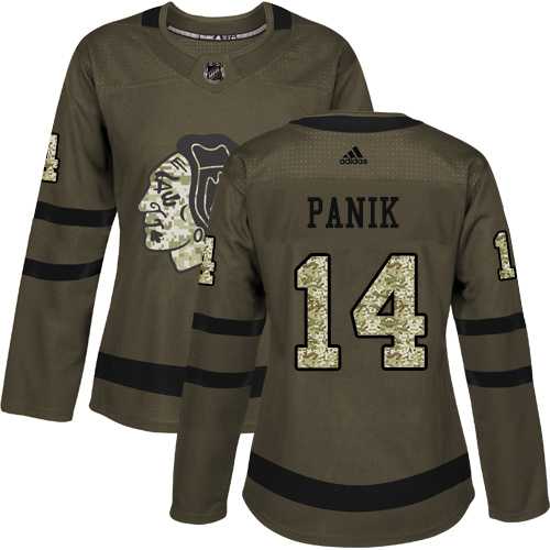 Women's Adidas Chicago Blackhawks #14 Richard Panik Green Salute to Service Stitched NHL Jersey