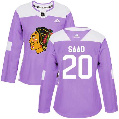 Women's Adidas Chicago Blackhawks #20 Brandon Saad Purple Authentic Fights Cancer Stitched NHL