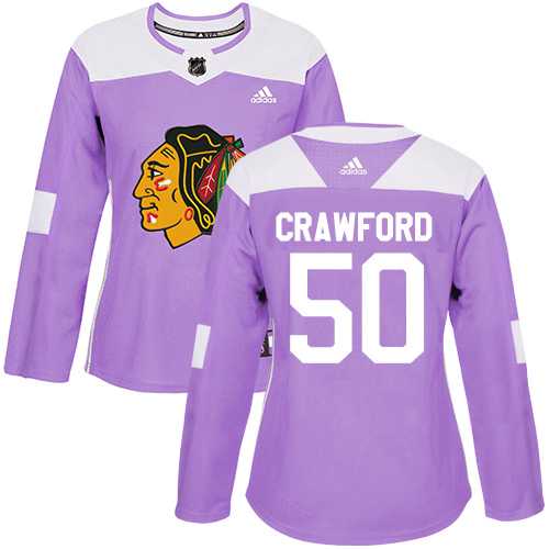 Women's Adidas Chicago Blackhawks #50 Corey Crawford Purple Authentic Fights Cancer Stitched NHL