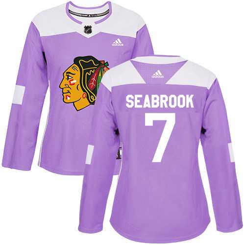 Women's Adidas Chicago Blackhawks #7 Brent Seabrook Purple Authentic Fights Cancer Stitched NHL