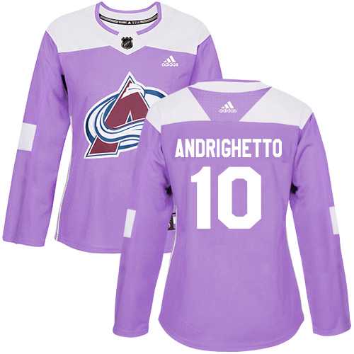 Women's Adidas Colorado Avalanche #10 Sven Andrighetto Purple Authentic Fights Cancer Stitched NHL