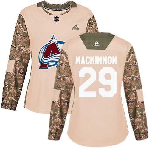 Women's Adidas Colorado Avalanche #29 Nathan MacKinnon Camo Authentic 2017 Veterans Day Stitched NHL Jersey