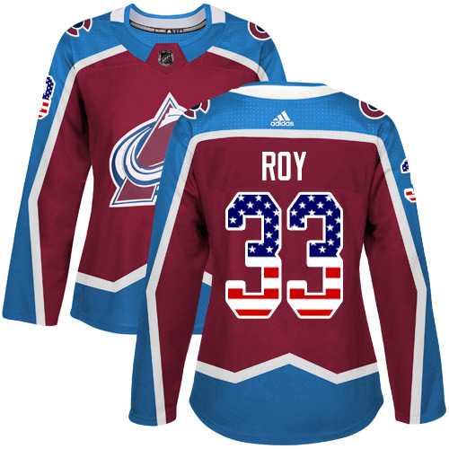 Women's Adidas Colorado Avalanche #33 Patrick Roy Burgundy Home Authentic USA Flag Stitched NHL Jersey
