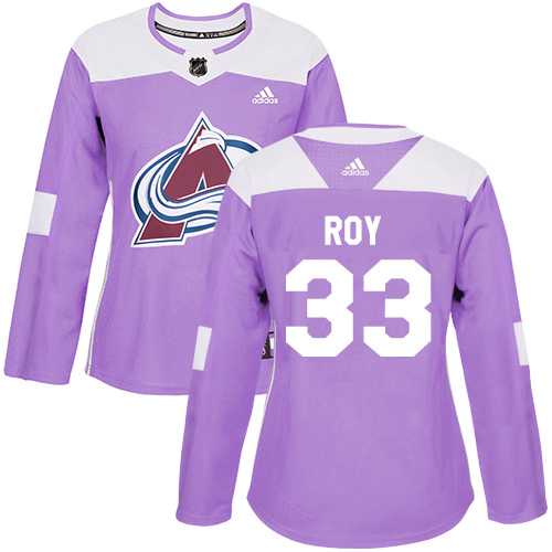 Women's Adidas Colorado Avalanche #33 Patrick Roy Purple Authentic Fights Cancer Stitched NHL