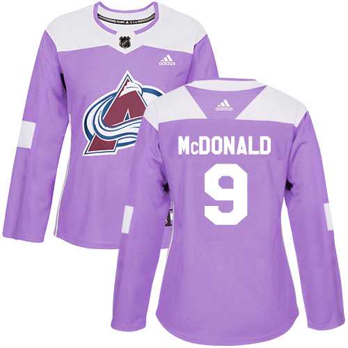 Women's Adidas Colorado Avalanche #9 Lanny McDonald Purple Authentic Fights Cancer Stitched NHL