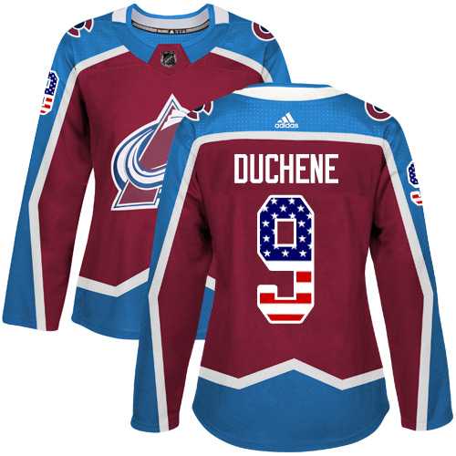 Women's Adidas Colorado Avalanche #9 Matt Duchene Burgundy Home Authentic USA Flag Stitched NHL Jersey