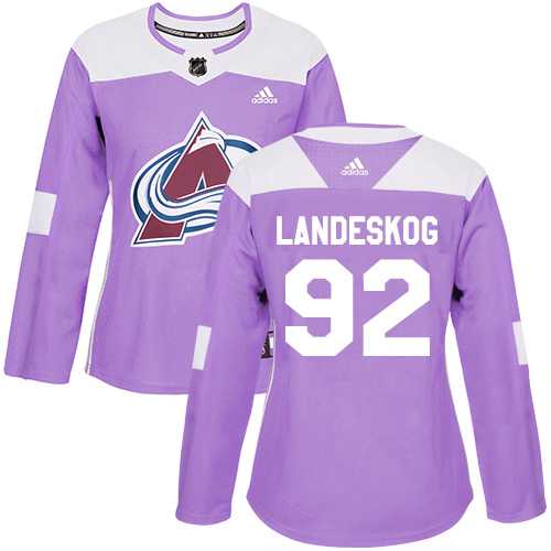 Women's Adidas Colorado Avalanche #92 Gabriel Landeskog Purple Authentic Fights Cancer Stitched NHL