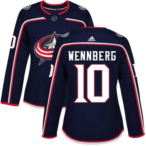 Women's Adidas Columbus Blue Jackets #10 Alexander Wennberg Navy Blue Home Authentic Stitched NHL Jersey