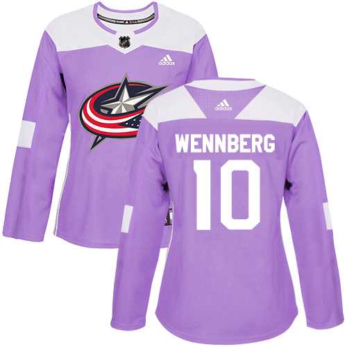 Women's Adidas Columbus Blue Jackets #10 Alexander Wennberg Purple Authentic Fights Cancer Stitched NHL