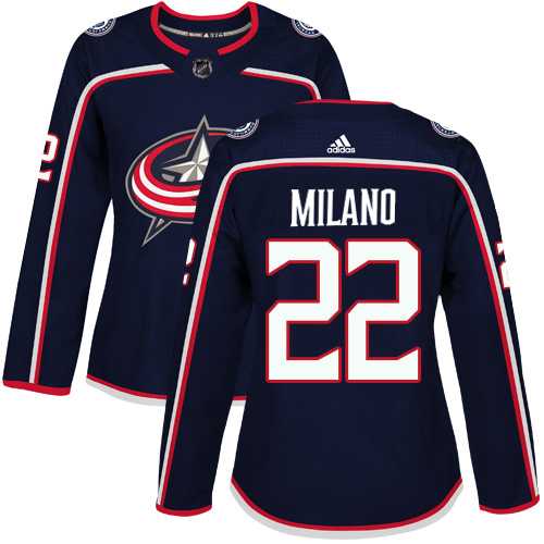 Women's Adidas Columbus Blue Jackets #22 Sonny Milano Navy Blue Home Authentic Stitched NHL