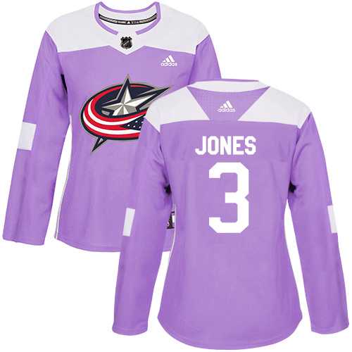 Women's Adidas Columbus Blue Jackets #3 Seth Jones Purple Authentic Fights Cancer Stitched NHL
