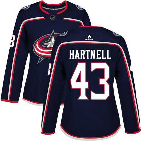 Women's Adidas Columbus Blue Jackets #43 Scott Hartnell Navy Blue Home Authentic Stitched NHL Jersey