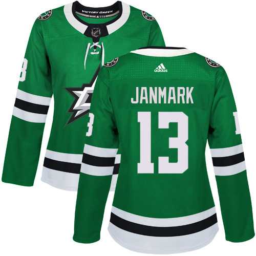 Women's Adidas Dallas Stars #13 Mattias Janmark Green Home Authentic Stitched NHL Jersey