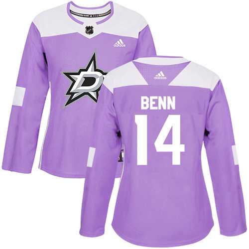 Women's Adidas Dallas Stars #14 Jamie Benn Purple Authentic Fights Cancer Stitched NHL
