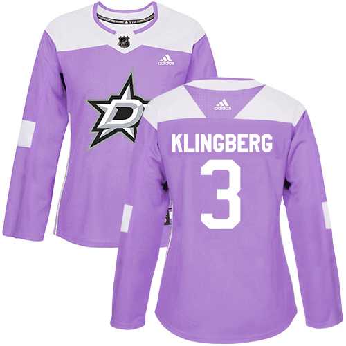 Women's Adidas Dallas Stars #3 John Klingberg Purple Authentic Fights Cancer Stitched NHL