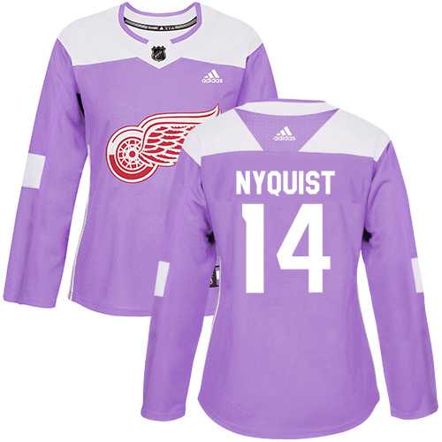 Women's Adidas Detroit Red Wings #14 Gustav Nyquist Purple Authentic Fights Cancer Stitched NHL