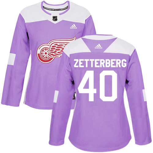 Women's Adidas Detroit Red Wings #40 Henrik Zetterberg Purple Authentic Fights Cancer Stitched NHL