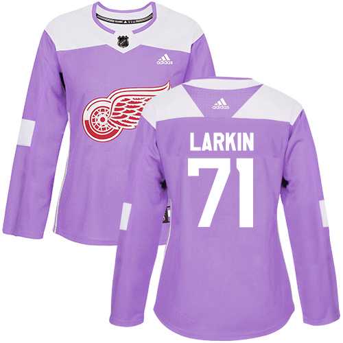 Women's Adidas Detroit Red Wings #71 Dylan Larkin Purple Authentic Fights Cancer Stitched NHL
