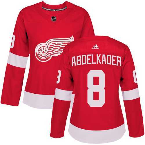Women's Adidas Detroit Red Wings #8 Justin Abdelkader Red Home Authentic Stitched NHL Jersey