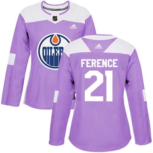 Women's Adidas Edmonton Oilers #21 Andrew Ference Purple Authentic Fights Cancer Stitched NHL
