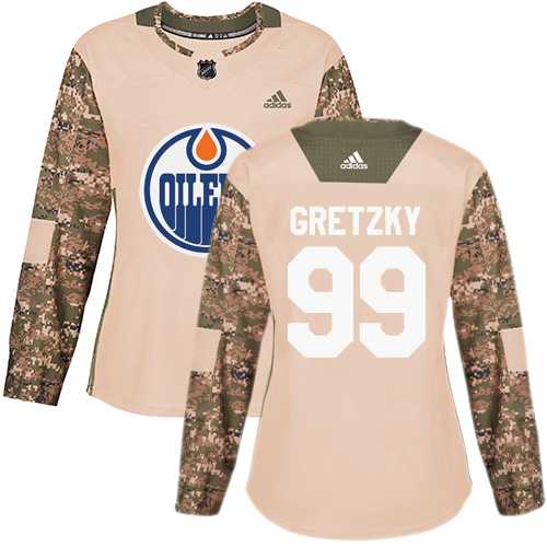 Women's Adidas Edmonton Oilers #99 Wayne Gretzky Camo Authentic 2017 Veterans Day Stitched NHL Jersey