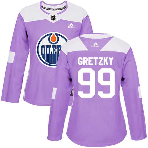 Women's Adidas Edmonton Oilers #99 Wayne Gretzky Purple Authentic Fights Cancer Stitched NHL
