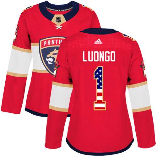 Women's Adidas Florida Panthers #1 Roberto Luongo Red Home Authentic USA Flag Stitched NHL Jersey