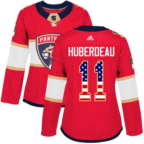 Women's Adidas Florida Panthers #11 Jonathan Huberdeau Red Home Authentic USA Flag Stitched NHL Jersey