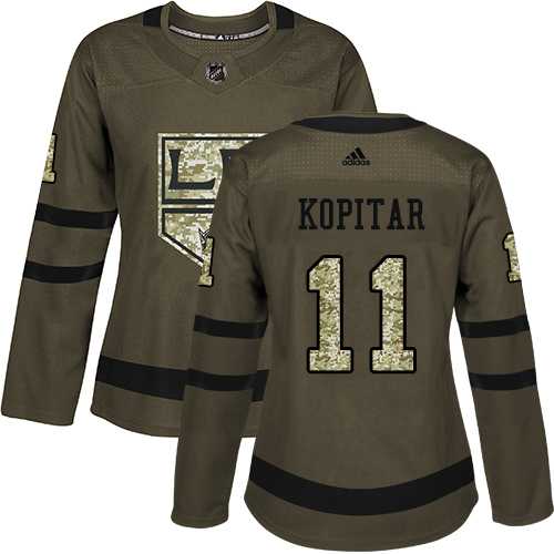 Women's Adidas Los Angeles Kings #11 Anze Kopitar Green Salute to Service Stitched NHL Jersey