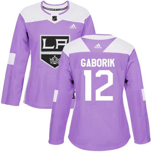 Women's Adidas Los Angeles Kings #12 Marian Gaborik Purple Authentic Fights Cancer Stitched NHL