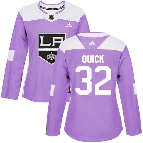 Women's Adidas Los Angeles Kings #32 Jonathan Quick Purple Authentic Fights Cancer Stitched NHL